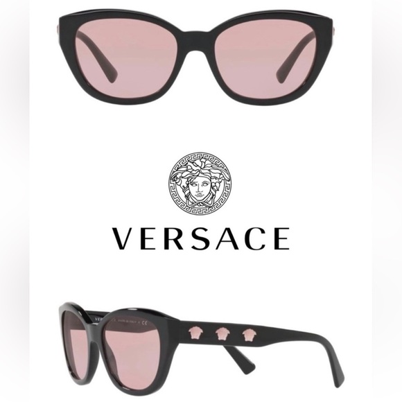 Versace Accessories - Versace Gold Medusa Head Butterfly Sunglasses, Plum Lens, 56/18/140